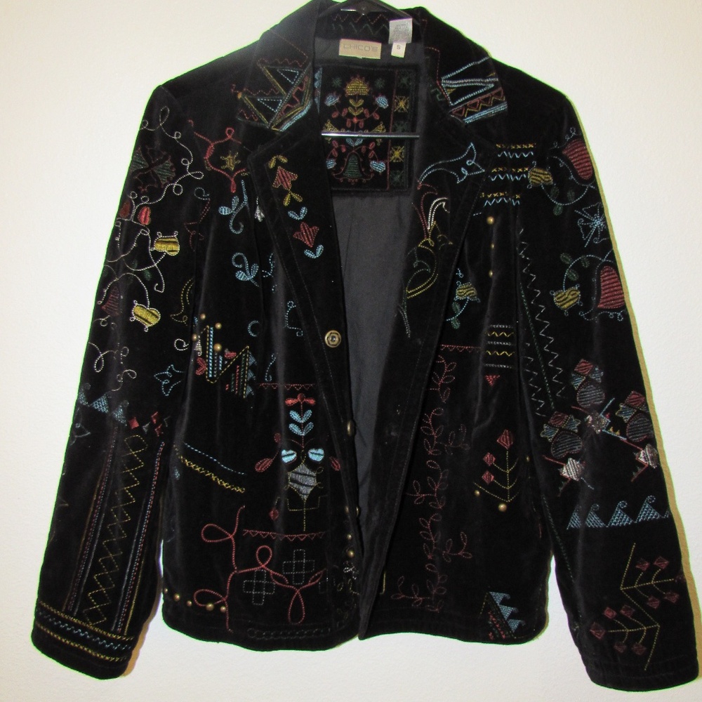 Chico's black embroidered jacket